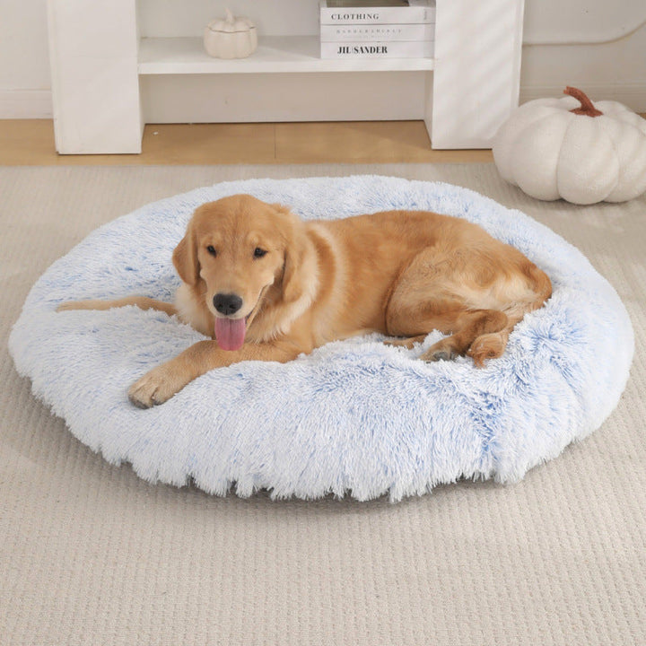 Round Plush Pet Bed For Warm Comfortable Sleep