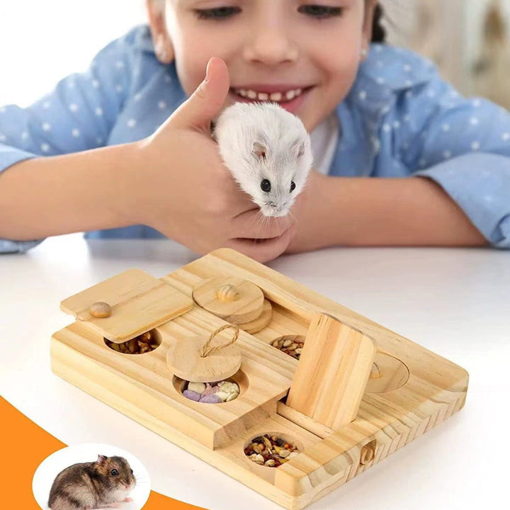 Enhance Your Hamster's Enjoyment with Our Wooden Hamster Snack Feeder Dispenser