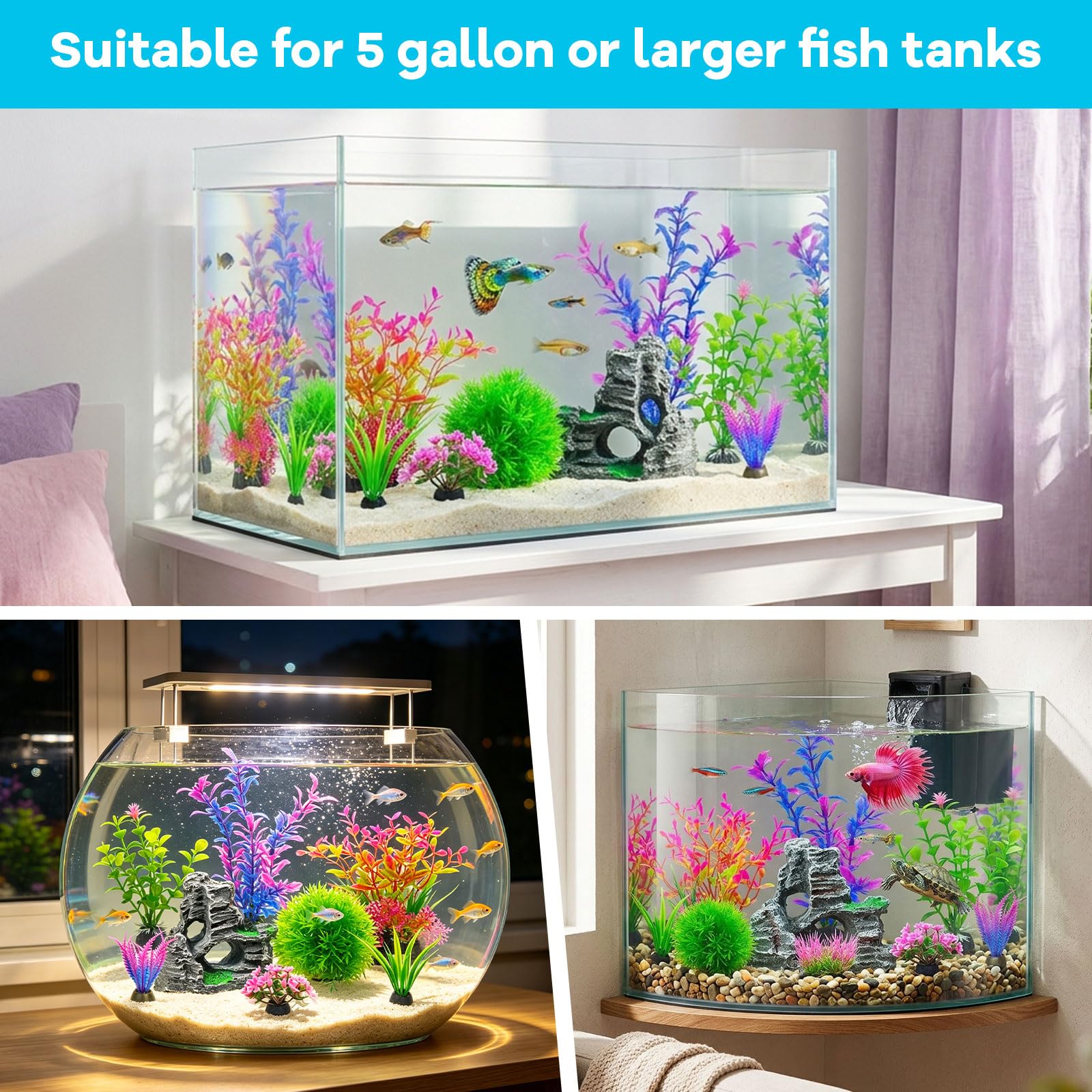 Transform Your Aquarium with the 8-Piece Aquarium Plant Rock Decoration Set